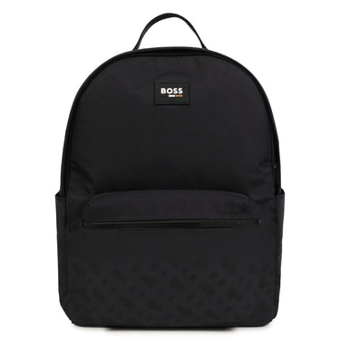 BOSS Backpack o mochila para niño y adolescente all over color negro pequeño logo blanco